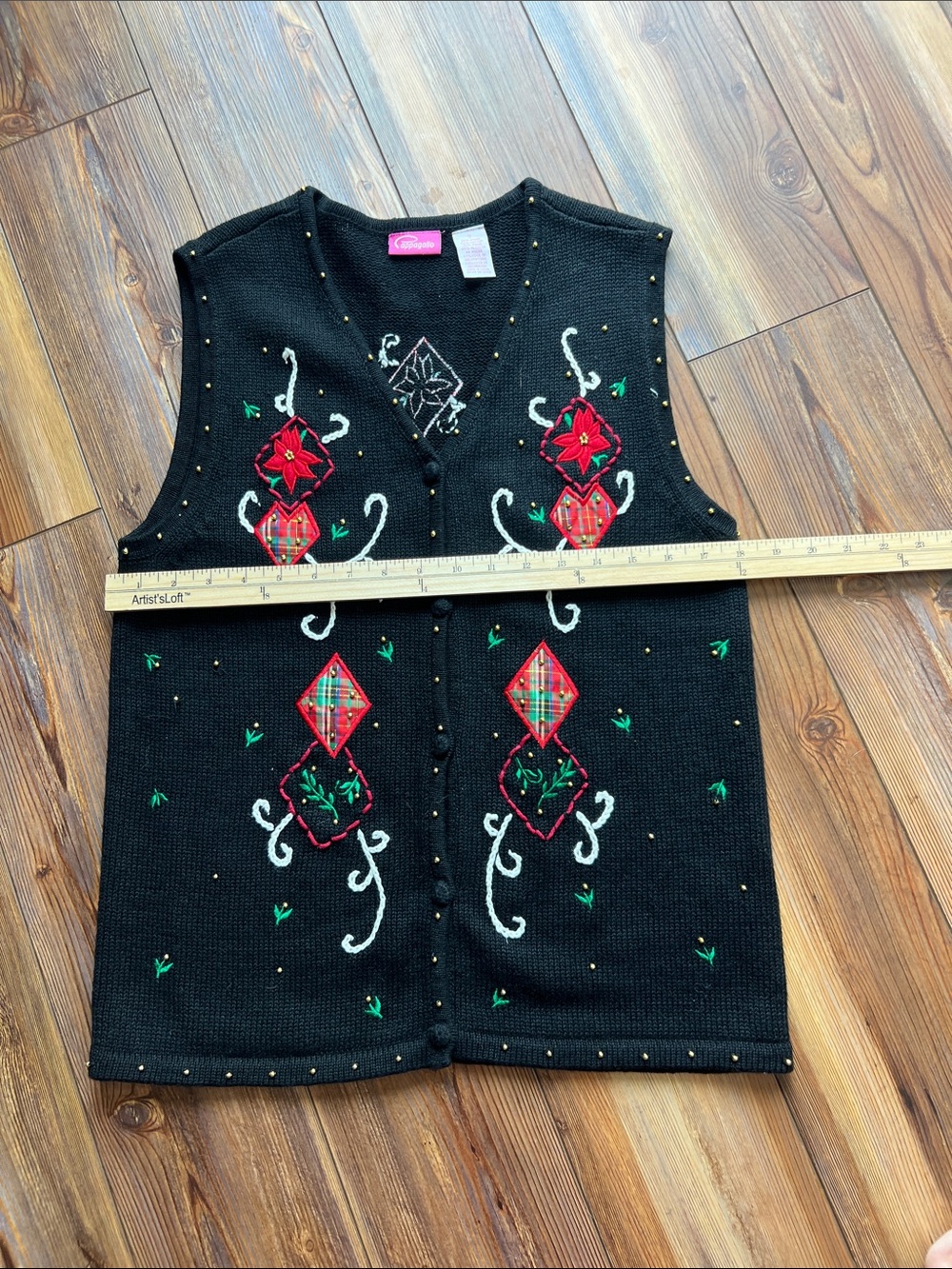 Pappagallo Black Knit Christmas Vest - Picture 6 of 7